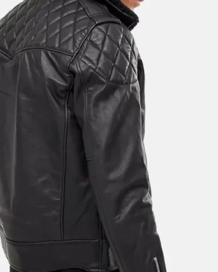 Mens Fur Leather Biker Jacket
