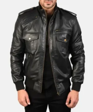 August Shadow Leather Bomber Jacket