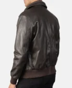 Enzo Vintage Rib Knit Brown Leather Bomber Jacket