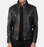 David Beckham Leather Biker Jacket