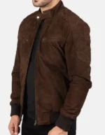 Men's Mocha Suede Biker Leather Bomber Jacket
