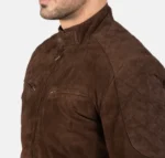 Men's Mocha Suede Biker Leather Bomber Jacket