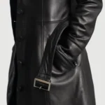 Abigail Black Leather Trench Coat