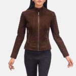 Emma Watson Quilted Suede Biker Jacket