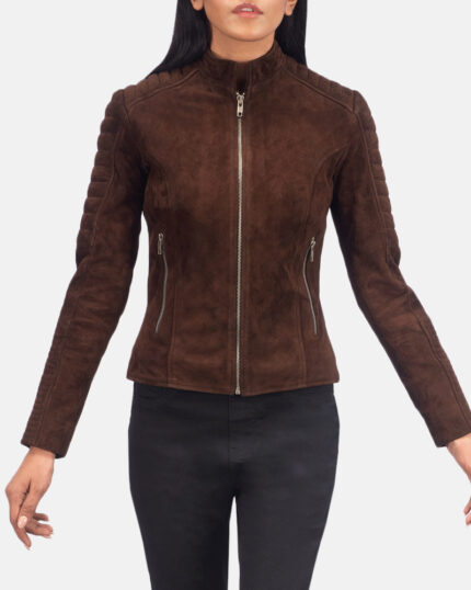 Emma Watson Quilted Suede Biker Jacket