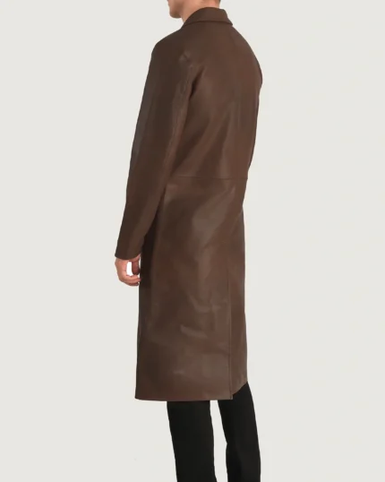 Classic Brown Leather Overcoat