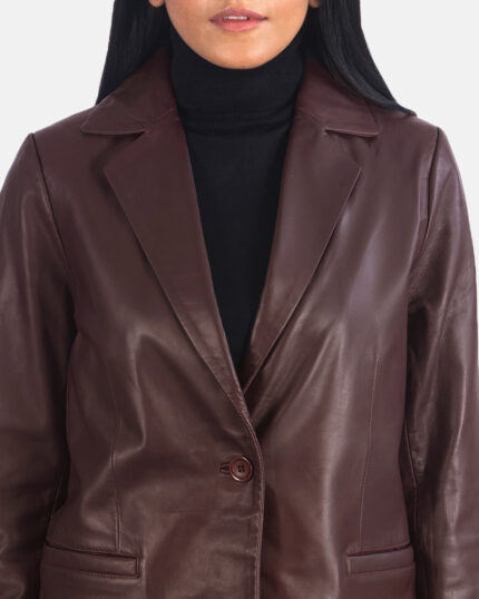 Vintage Maroon Luxe Leather Blazer