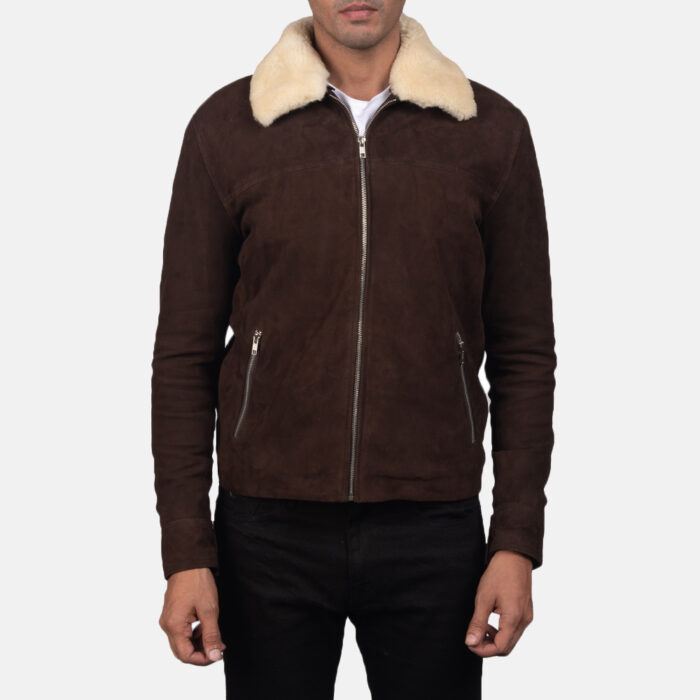 Rustic Shearling Suede Aviator Jacket