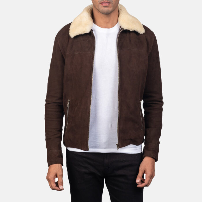 Rustic Shearling Suede Aviator Jacket