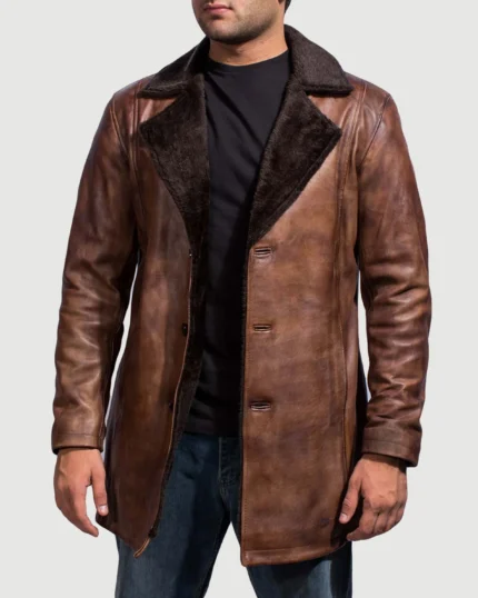 Men Shearling Luxe Leather Coat