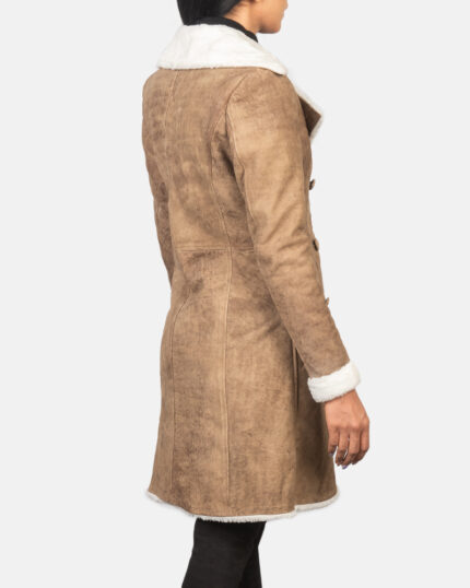 Vintage-Style Suede Shearling Coat