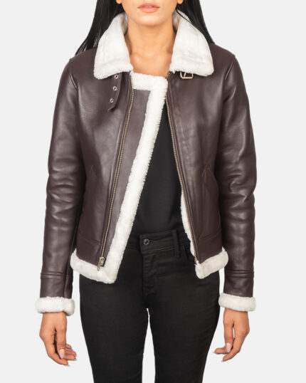 Women Sherilyn B-3 Maroon Leather Bomber Jacket