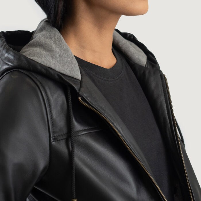 Women Timeless Leather Hooded Jacket