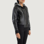 Women Timeless Leather Hooded Jacket