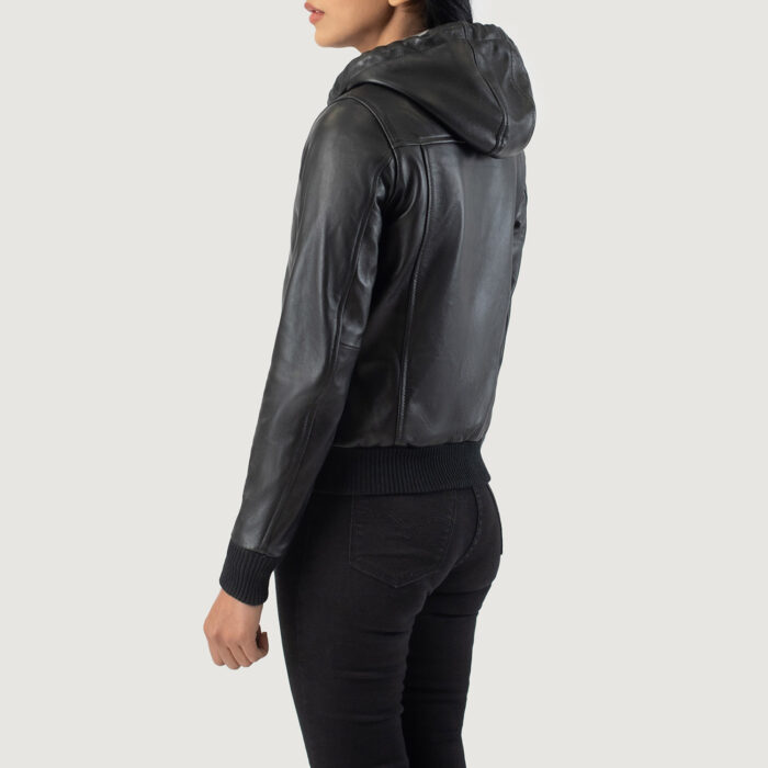 Women Timeless Leather Hooded Jacket