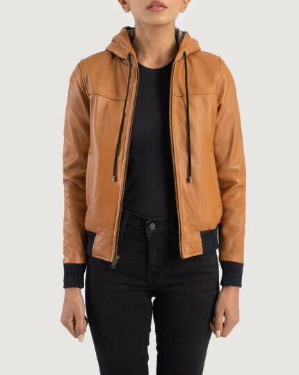 Women Timeless Leather Hooded Jacket