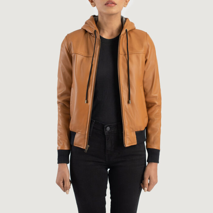 Women Timeless Leather Hooded Jacket