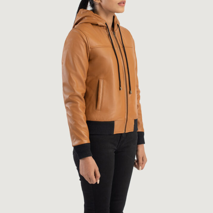 Women Timeless Leather Hooded Jacket