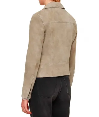 Bad Sisters Eva Birthistle Suede Leather Biker Jacket