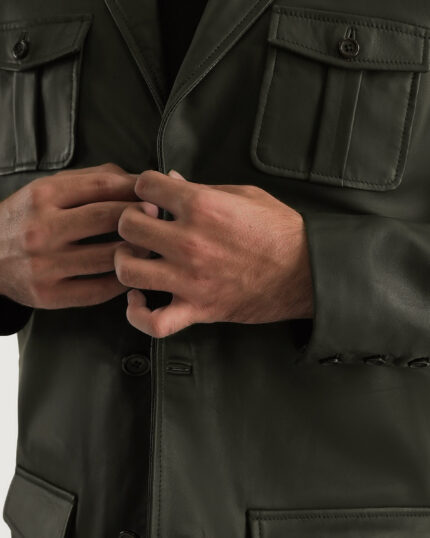 Olive Luxe Leather Blazer