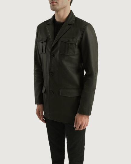 Olive Luxe Leather Blazer