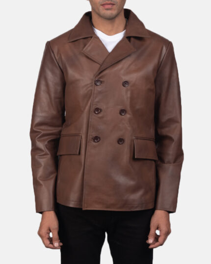 Classic Brown Leather Blazer