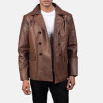 Classic Brown Leather Blazer