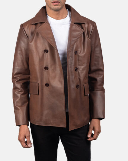 Classic Brown Leather Blazer