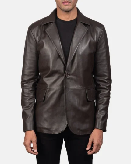 Classic Noir Leather Blazer