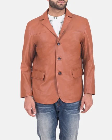 Suave Brown Leather Blazer
