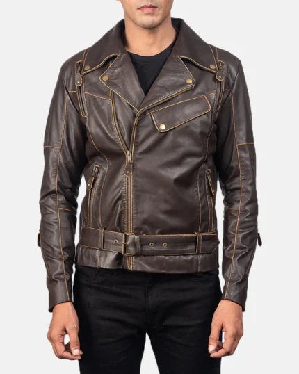 Vintage Racer Brown Biker Jacket