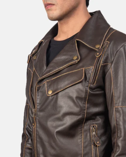 Vintage Racer Brown Biker Jacket