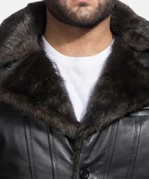 Onyx Black Fur Leather Coat